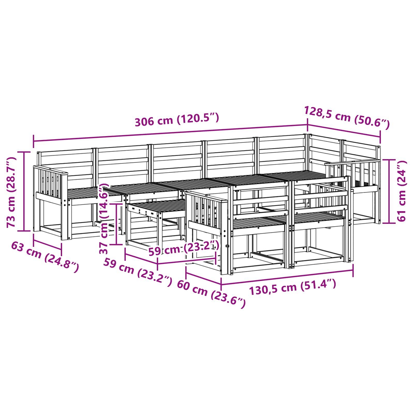 Set vanjskih sofa 9 pcs Prirodna Čvrsto drvo akacije