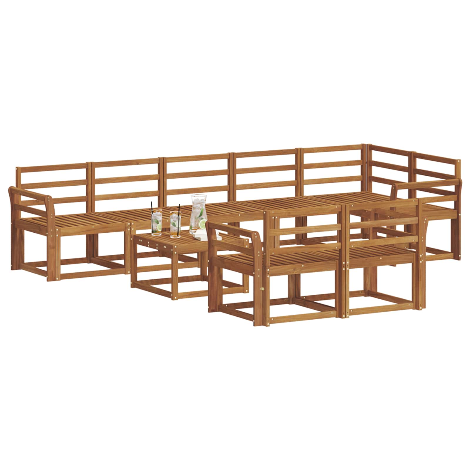 Set vanjskih sofa 9 pcs Prirodna Čvrsto drvo akacije