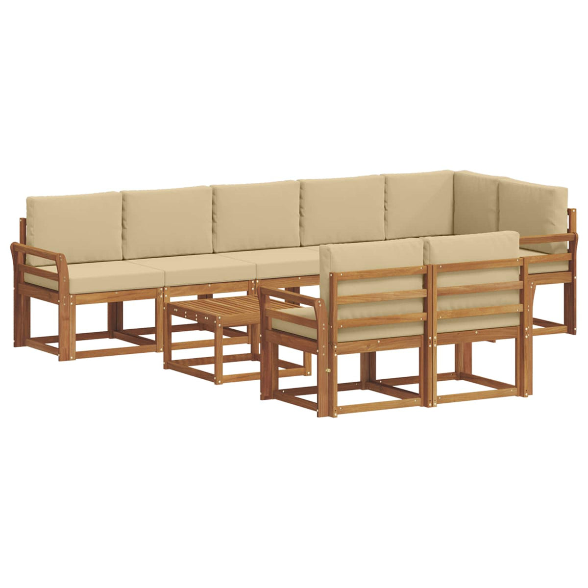 Set vanjskih sofa 9 kom. Prirodna i bež