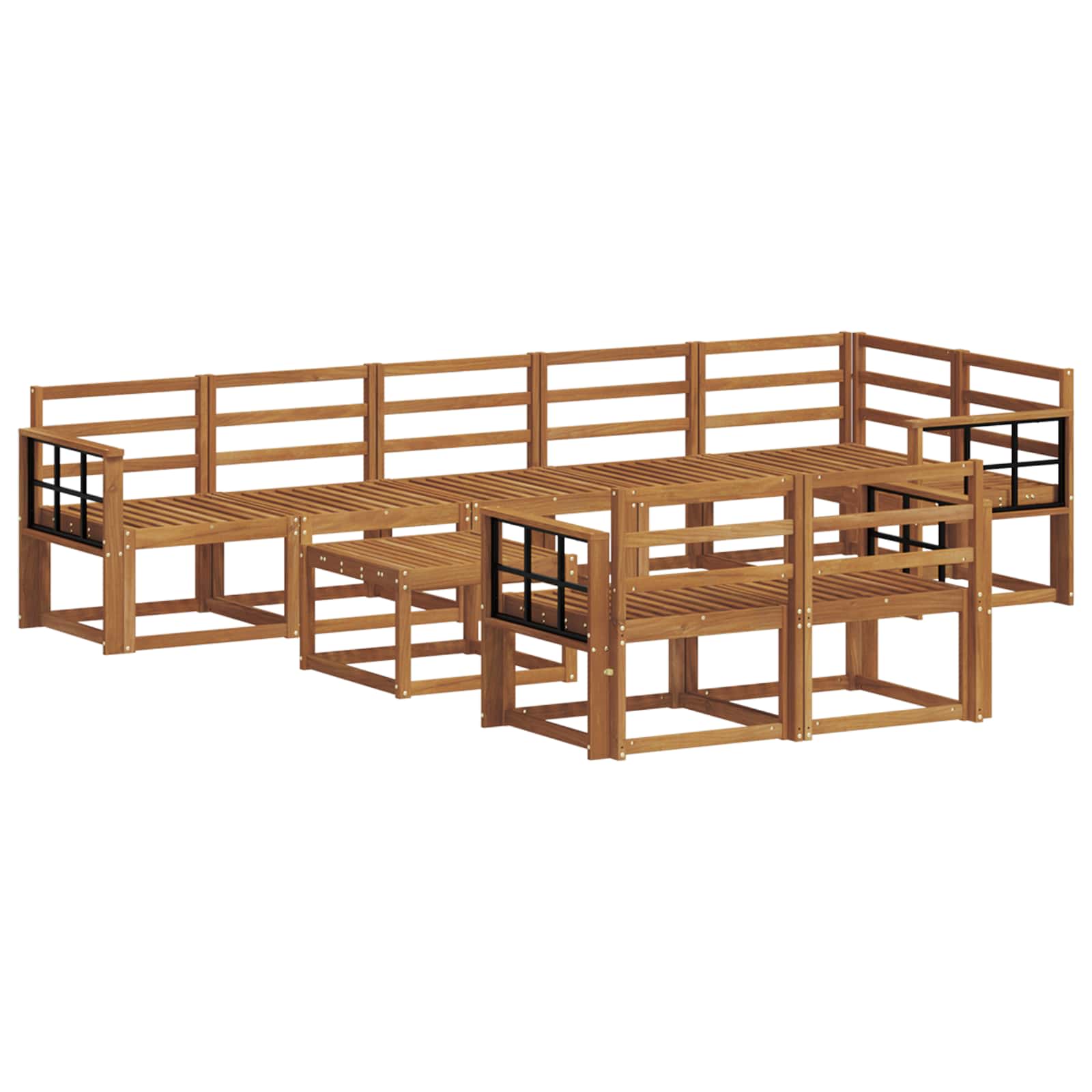 Set vanjskih sofa 9 pcs Prirodna Čvrsto drvo akacije
