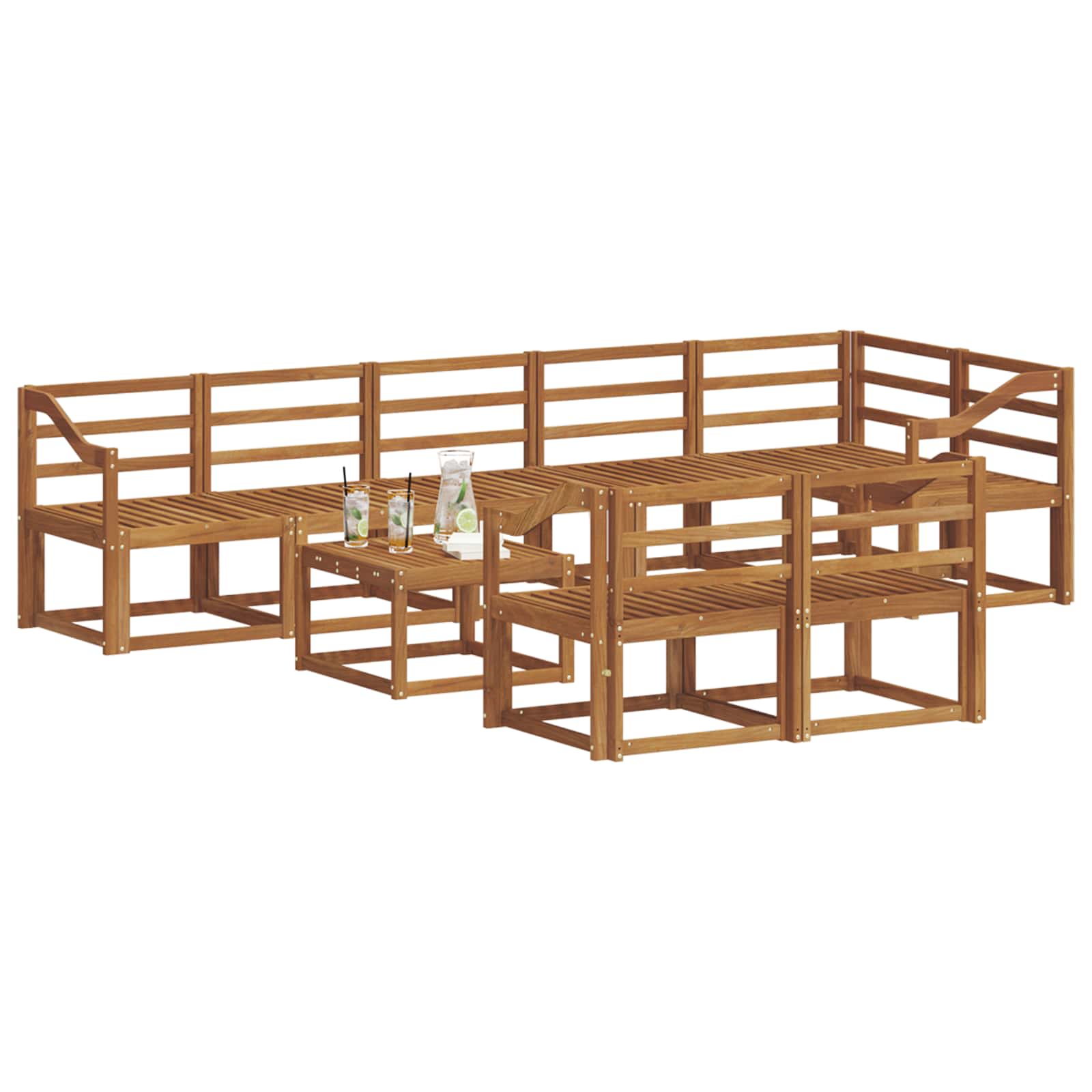 Set vanjskih sofa 9 pcs Prirodna Čvrsto drvo akacije