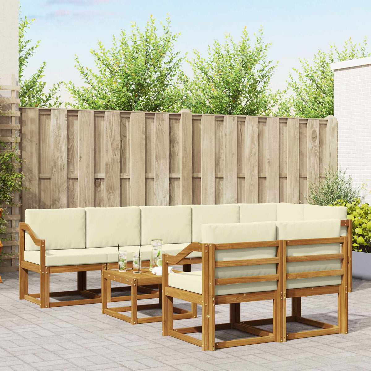Set vanjskih sofa 9 kom. Prirodna i krem