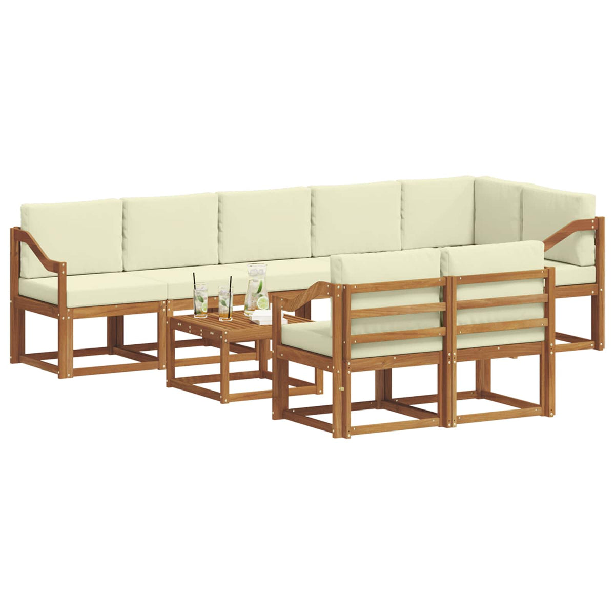 Set vanjskih sofa 9 kom. Prirodna i krem