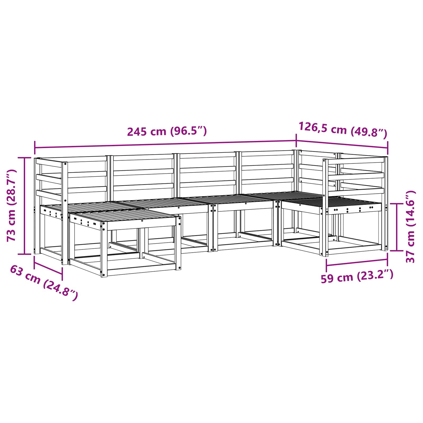 Set vanjskih sofa 6 pcs Prirodna
