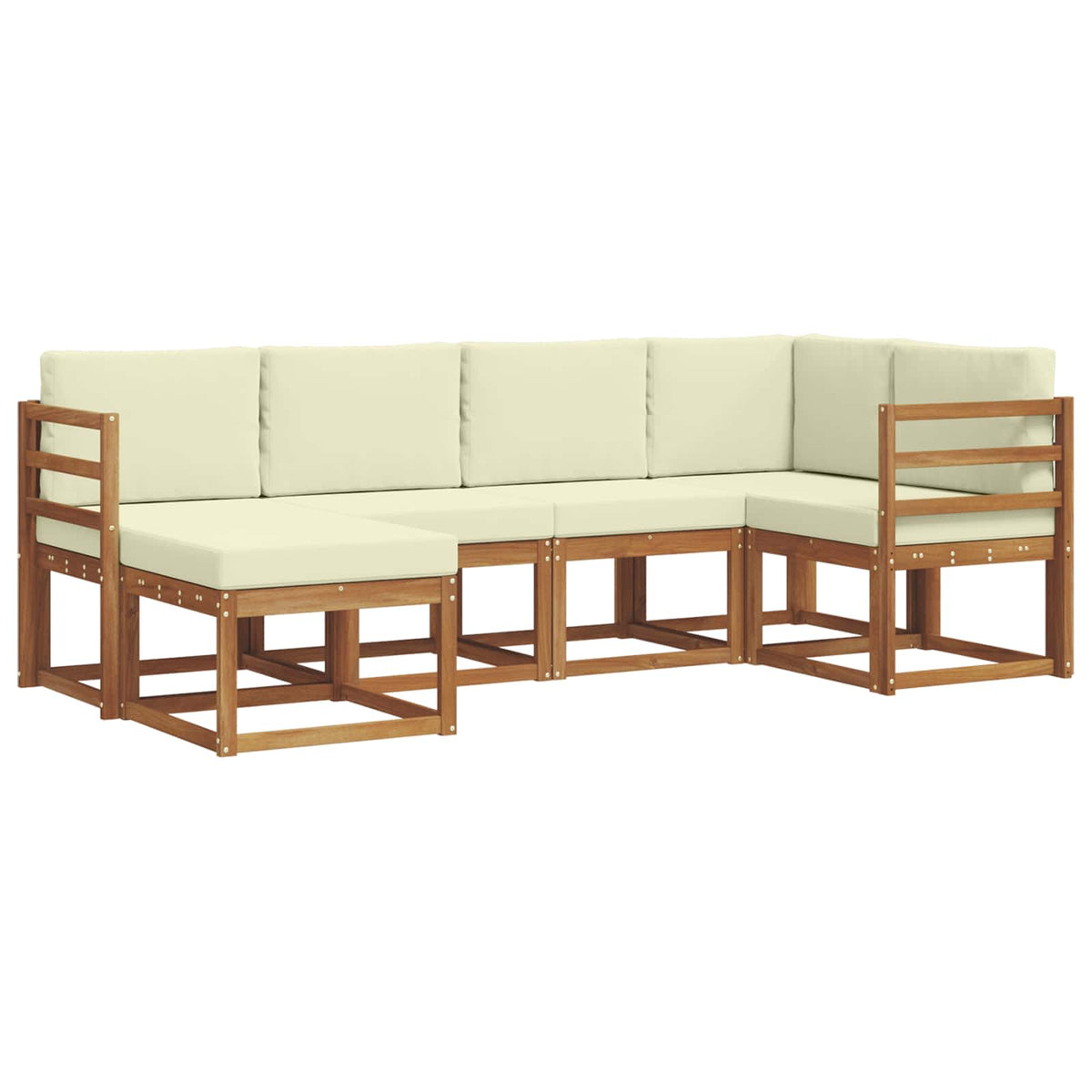 Set vanjskih sofa 6 kom. Prirodna i krem Smeđa 245 x 126,5 x 73 cm