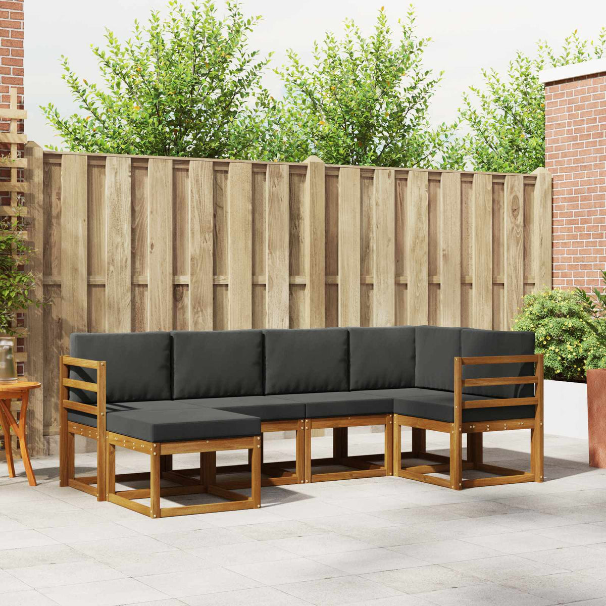 Set vanjskih sofa 6 kom. Prirodna i antracit Smeđa 245 x 126,5 x 73 cm