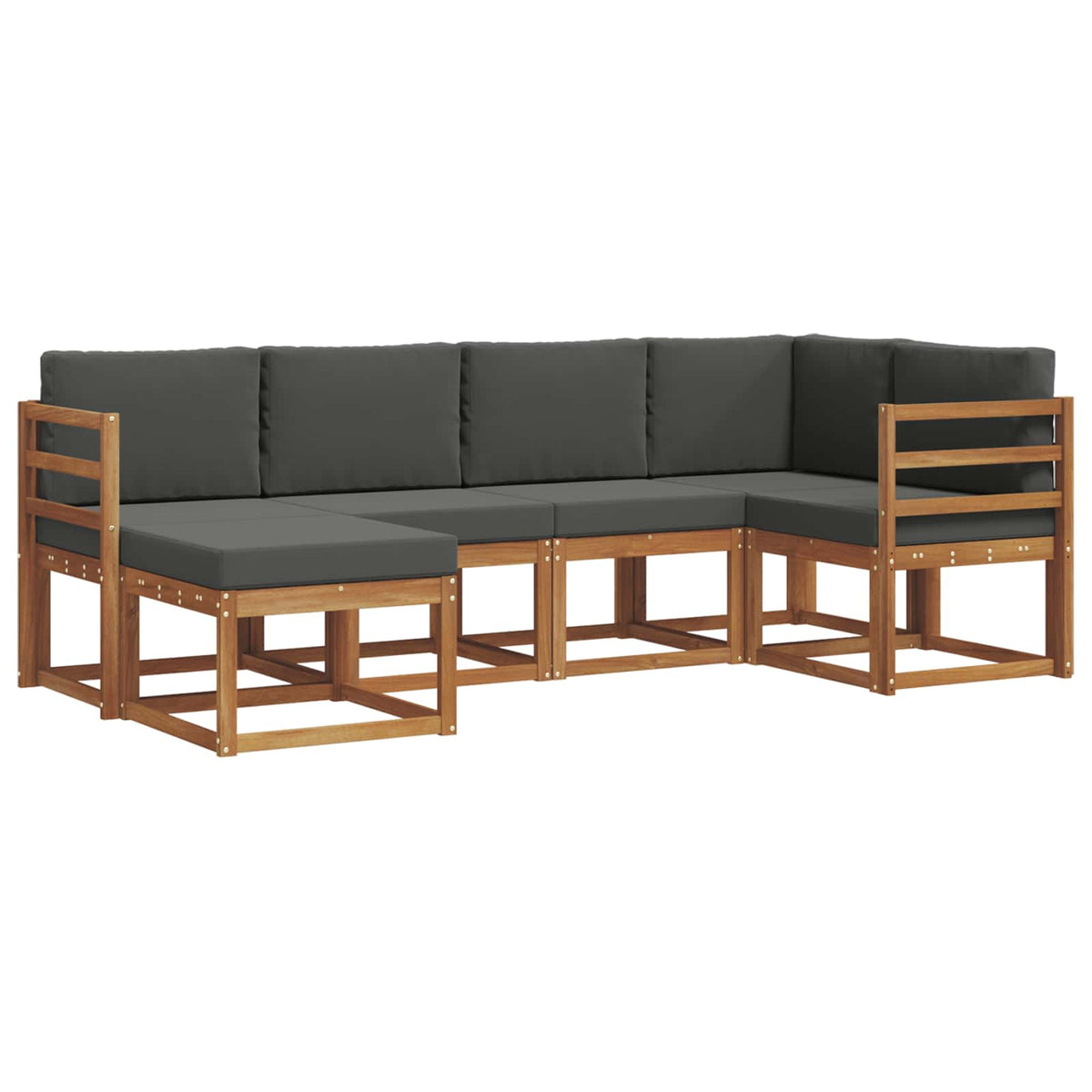 Set vanjskih sofa 6 kom. Prirodna i antracit Smeđa 245 x 126,5 x 73 cm