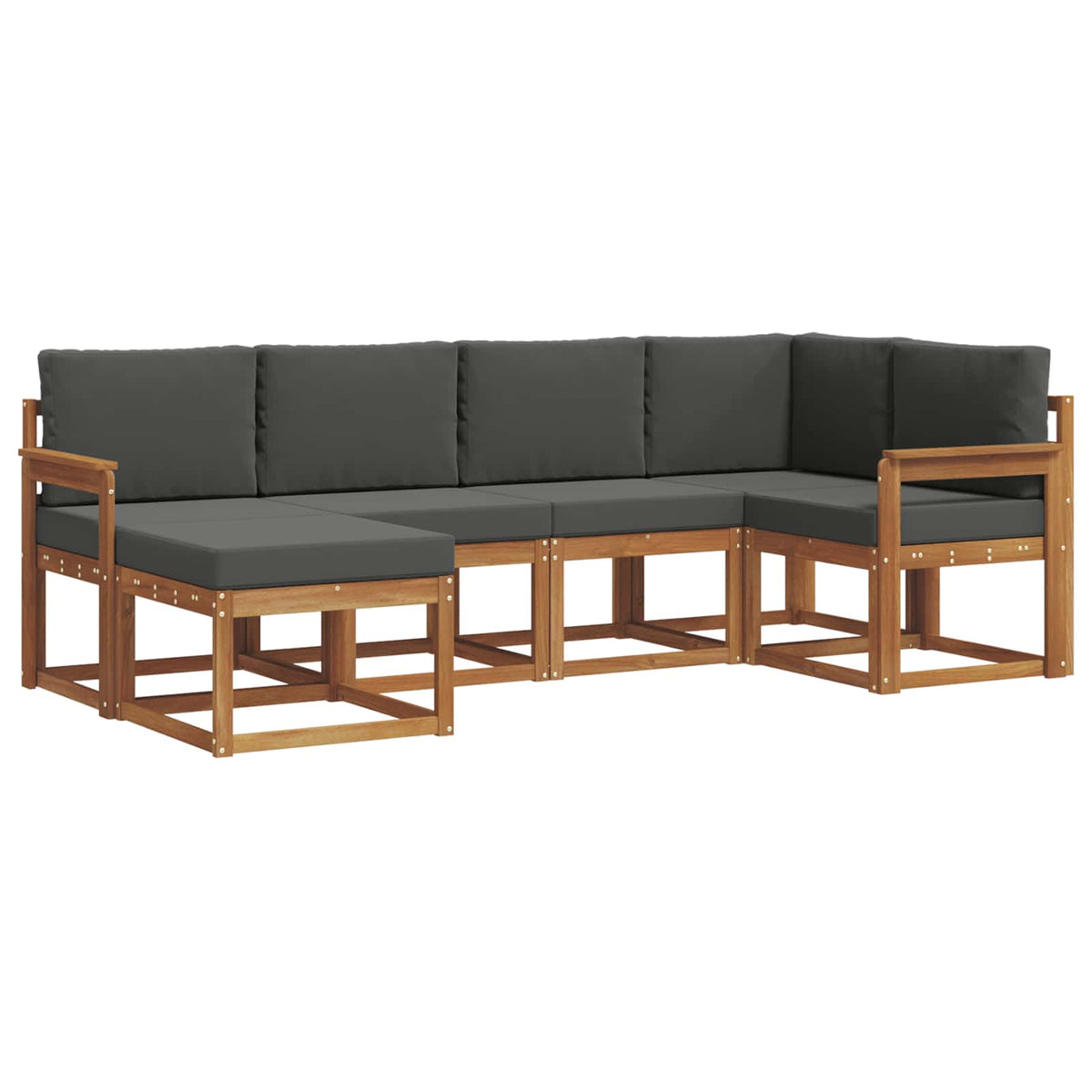 Set vanjskih sofa 6 kom. Prirodna i antracit Smeđa 251 x 128,5 x 73 cm