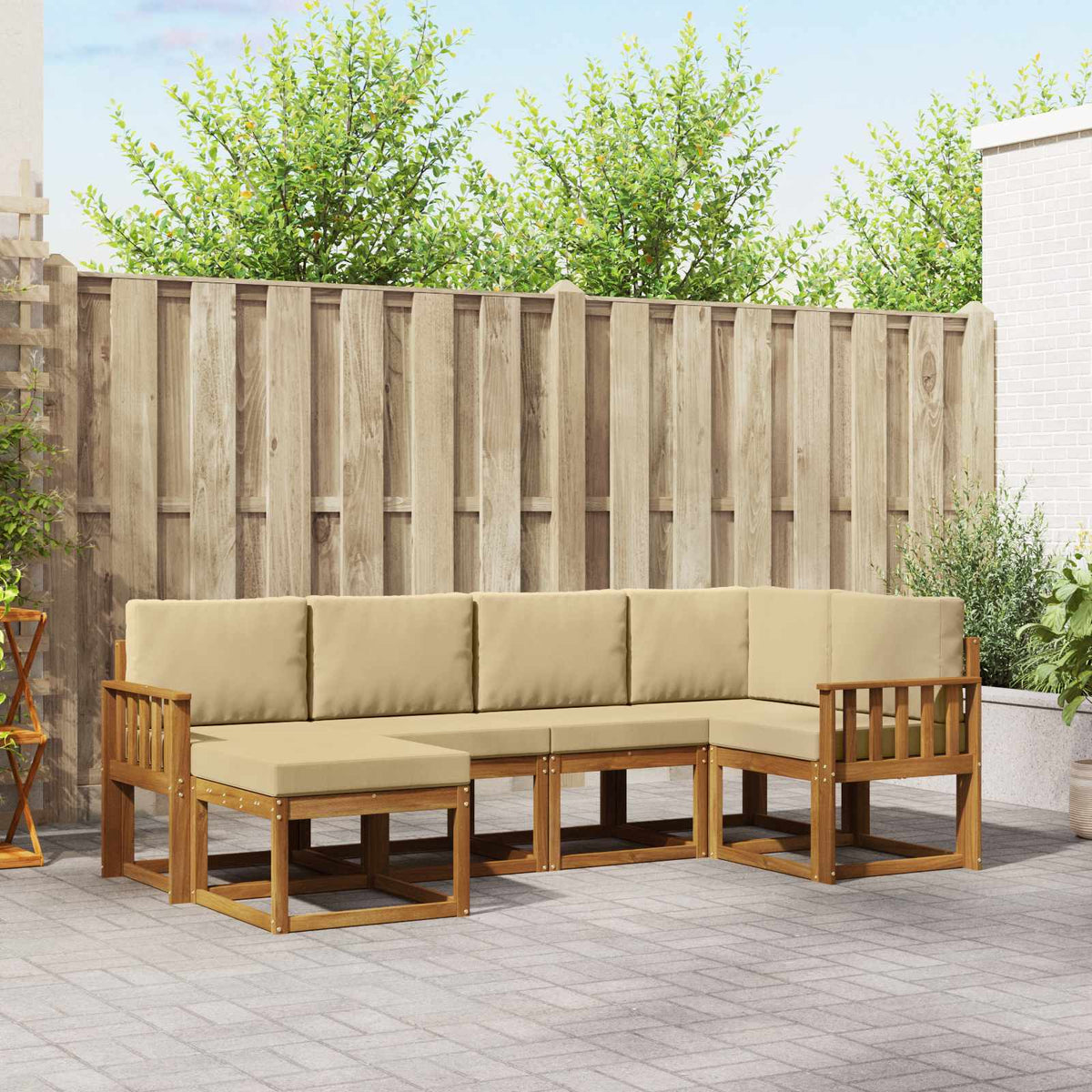 Set vanjskih sofa 6 kom. Prirodna i bež Smeđa 251 x 128,5 x 73 cm