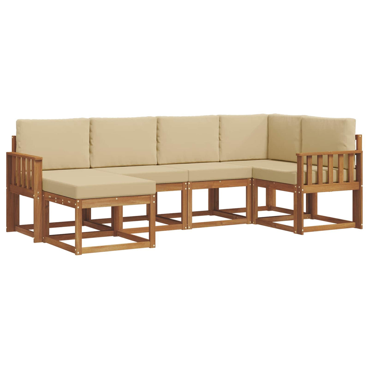 Set vanjskih sofa 6 kom. Prirodna i bež Smeđa 251 x 128,5 x 73 cm