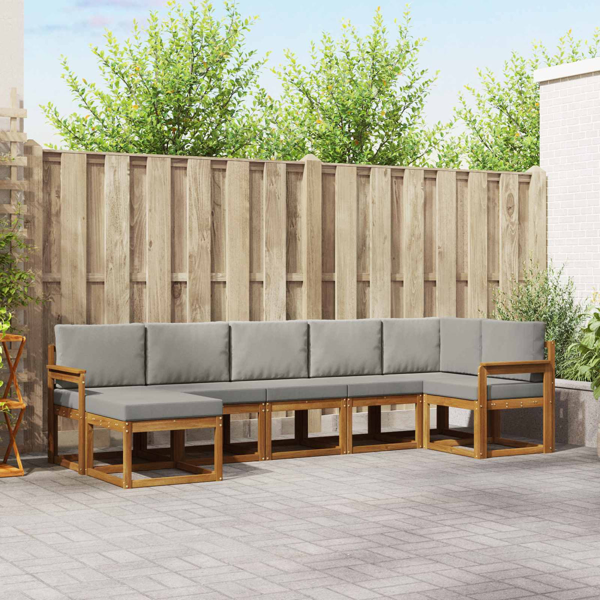Set vanjskih sofa s jastukom 7 pcs Prirodna i svijetlo siva