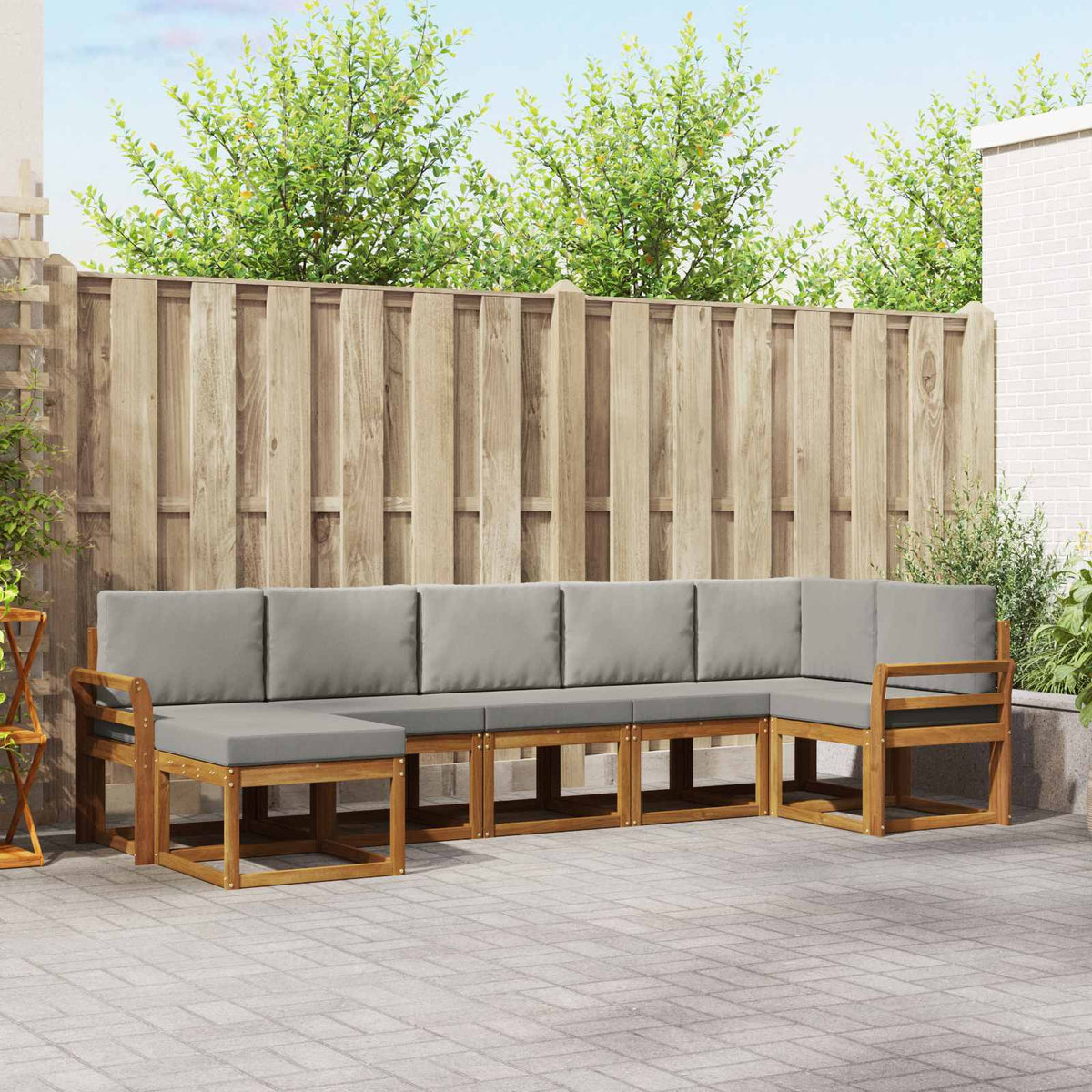 Set vanjskih sofa s jastukom 7 pcs Prirodna i svijetlo siva