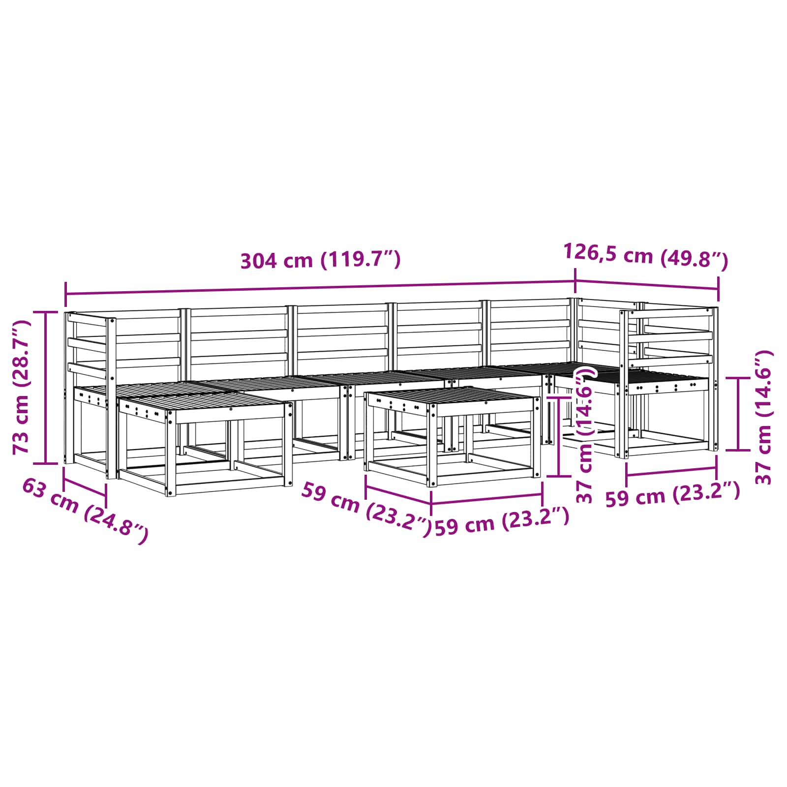Set vanjskih sofa 8 pcs Prirodna Čvrsto drvo akacije