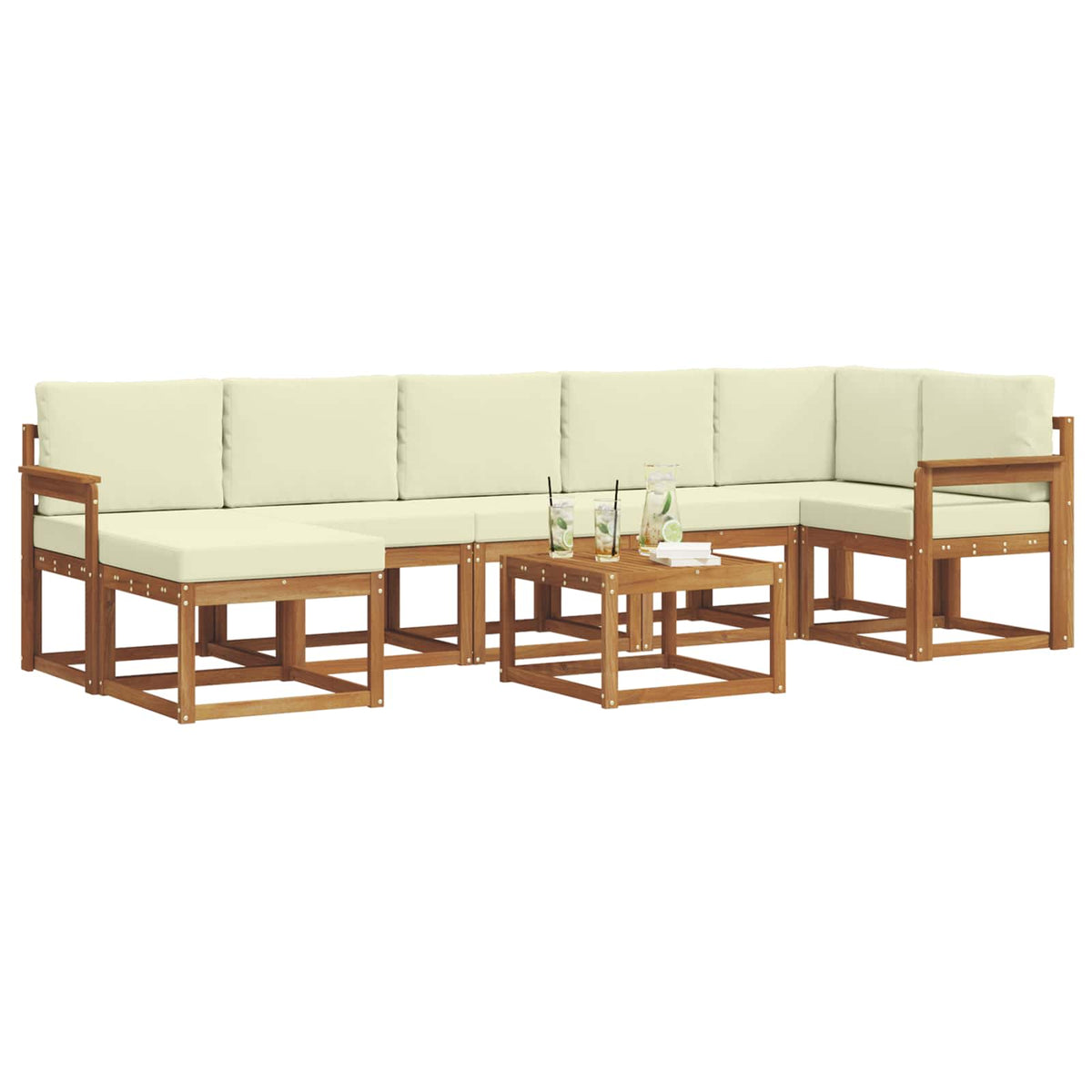 Set vanjskih sofa 8 kom. Prirodna i krem