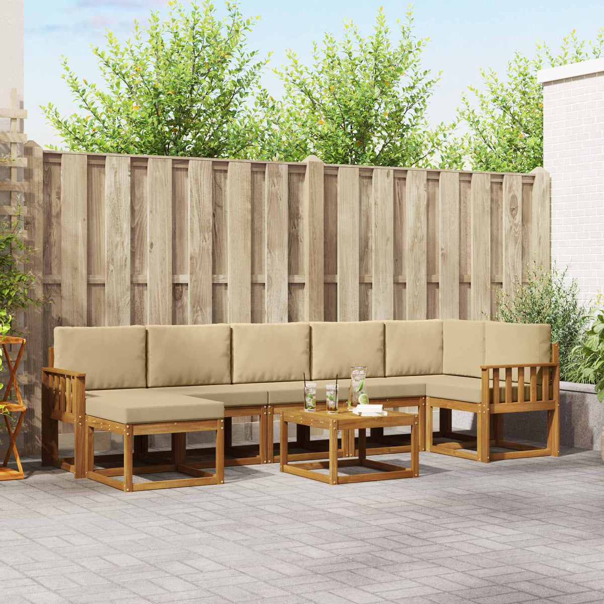Set vanjskih sofa 8 kom. Prirodna i bež