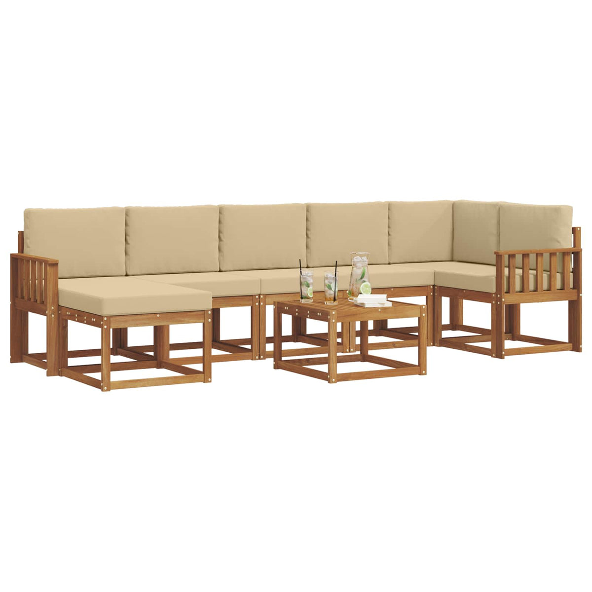 Set vanjskih sofa 8 kom. Prirodna i bež