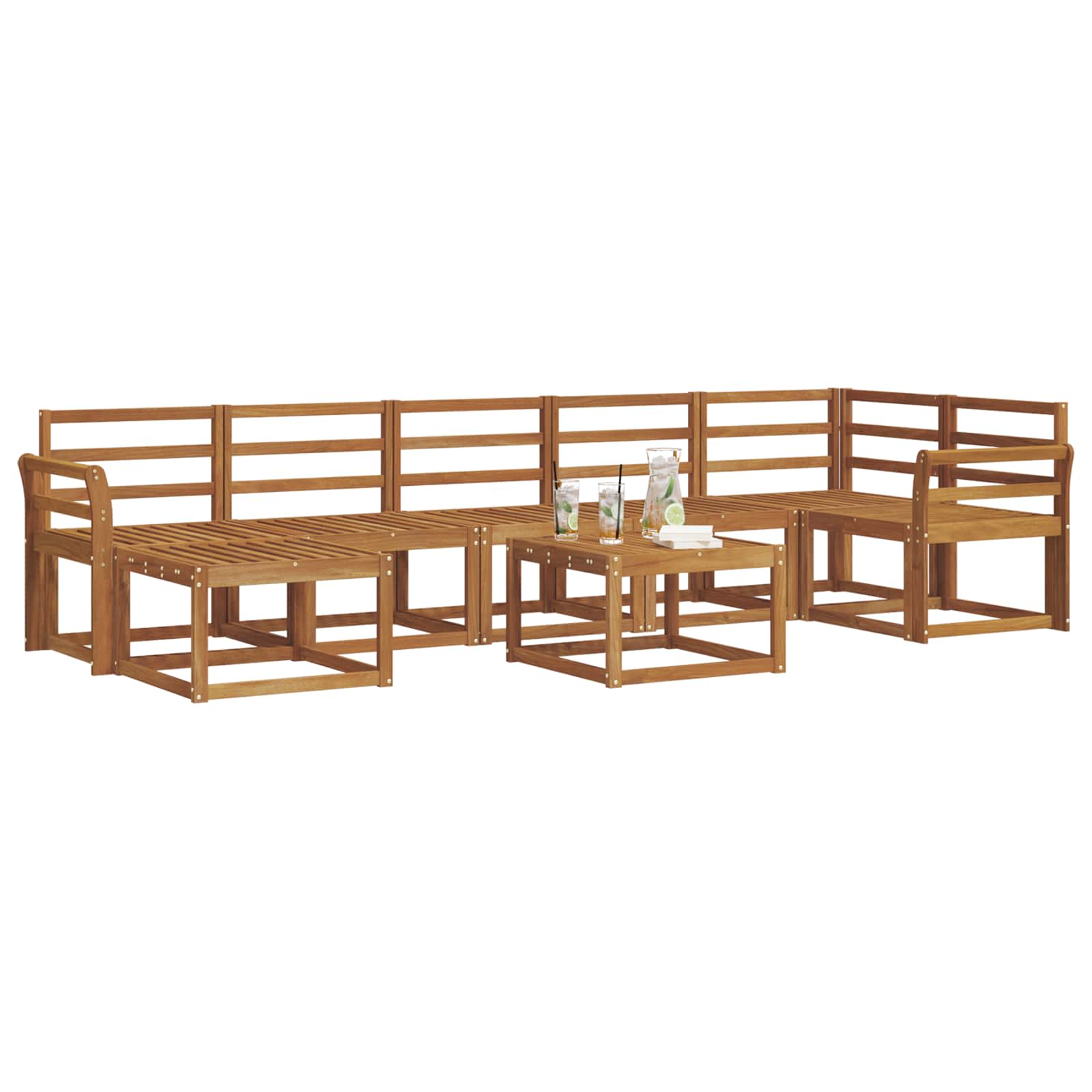 Set vanjskih sofa 8 pcs Prirodna Čvrsto drvo akacije