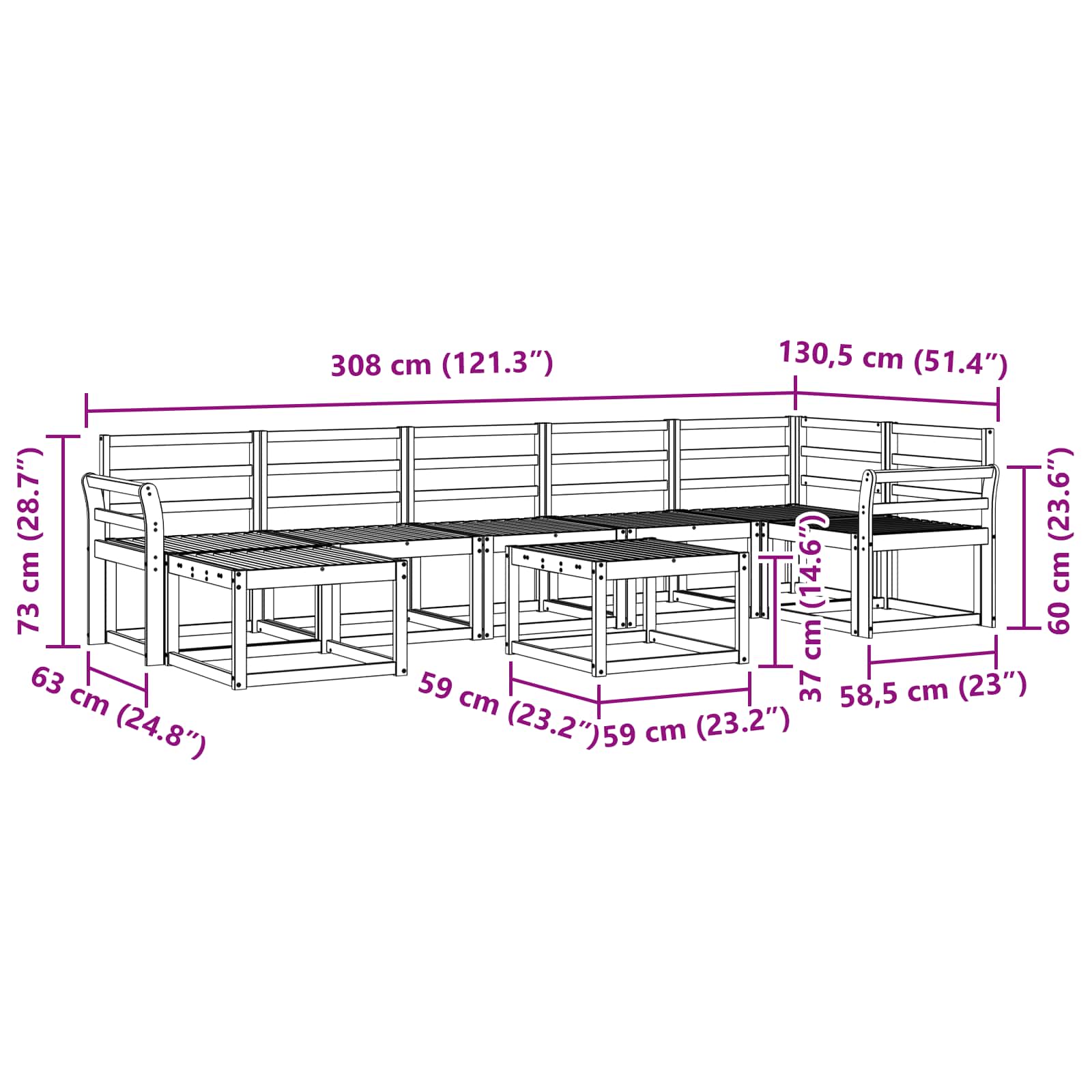 Set vanjskih sofa 8 pcs Prirodna Čvrsto drvo akacije