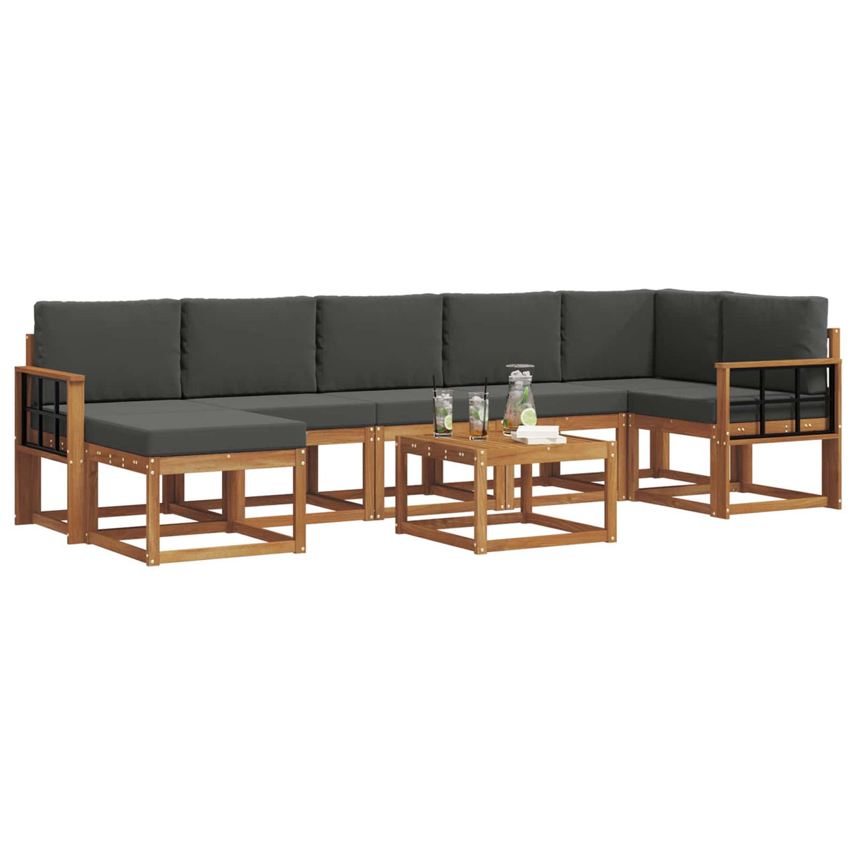 Set vanjskih sofa 8 kom. Prirodna i antracit