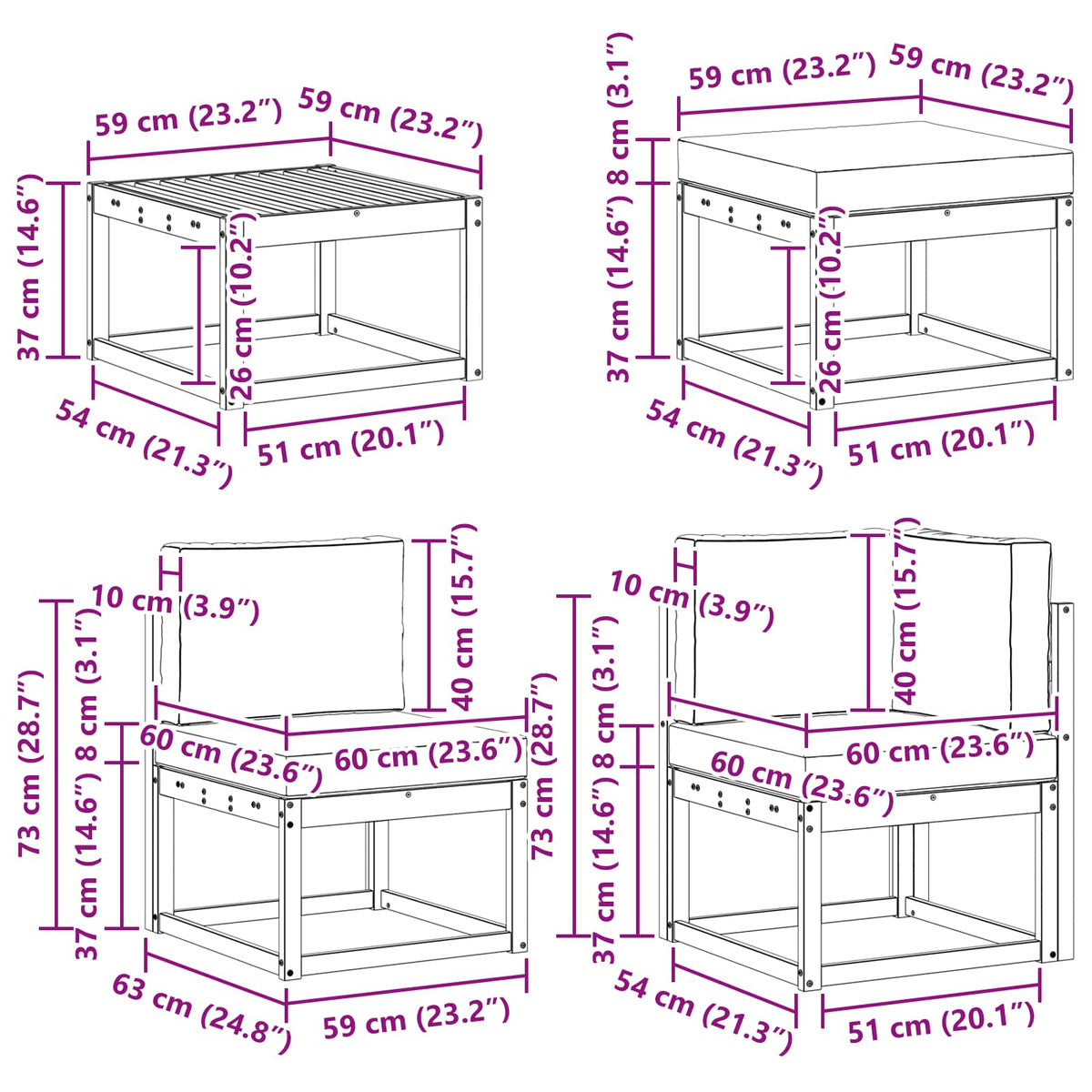 Set vanjskih sofa 8 kom. Prirodna i antracit