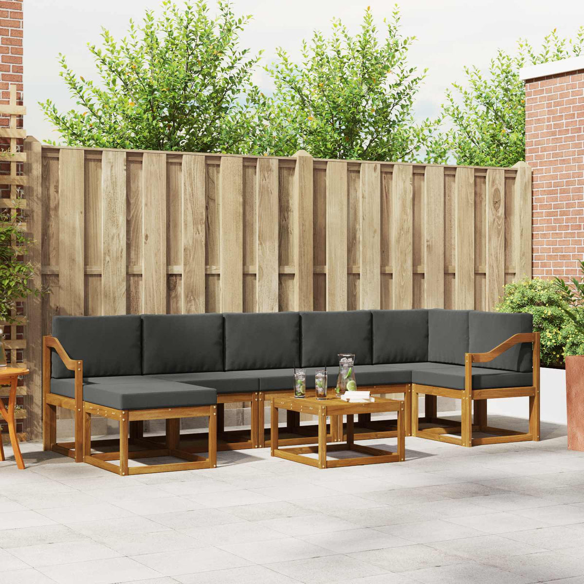Set vanjskih sofa 8 kom. Prirodna i antracit