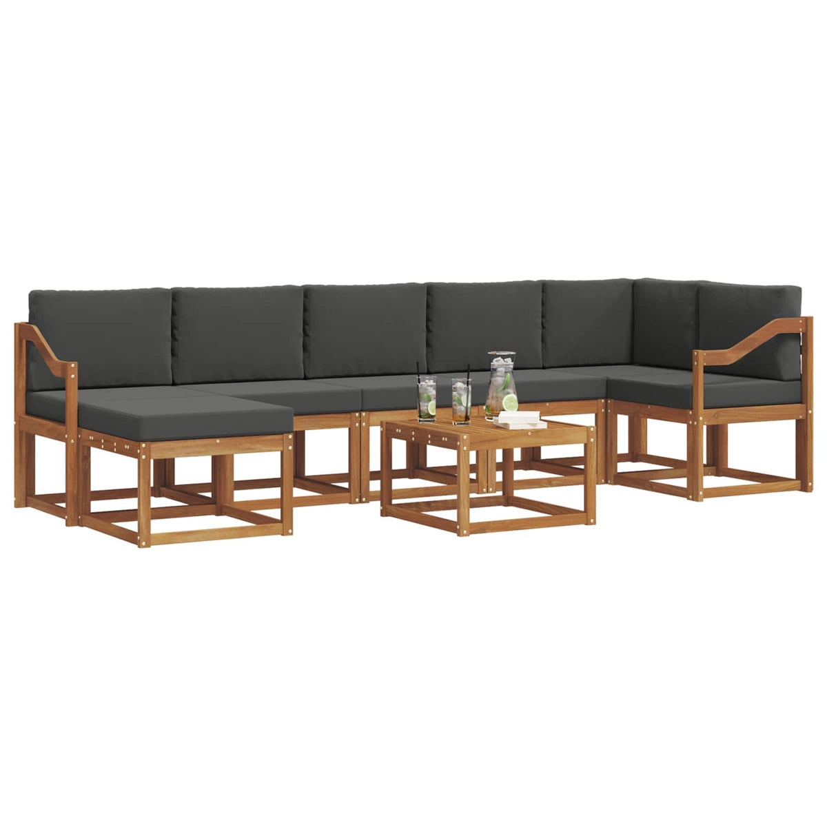 Set vanjskih sofa 8 kom. Prirodna i antracit