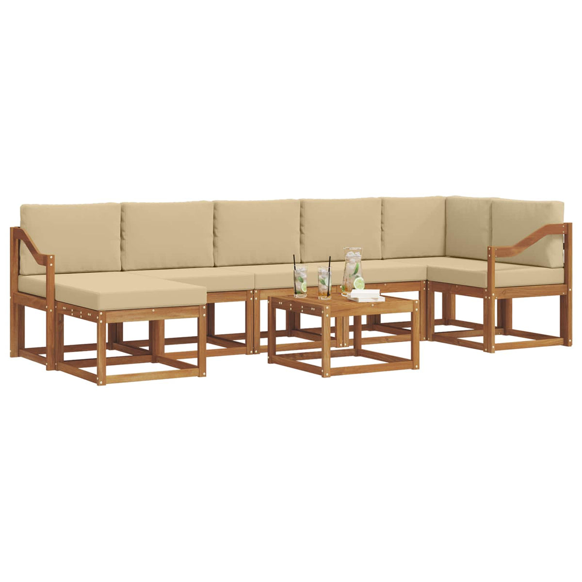Set vanjskih sofa 8 kom. Prirodna i bež