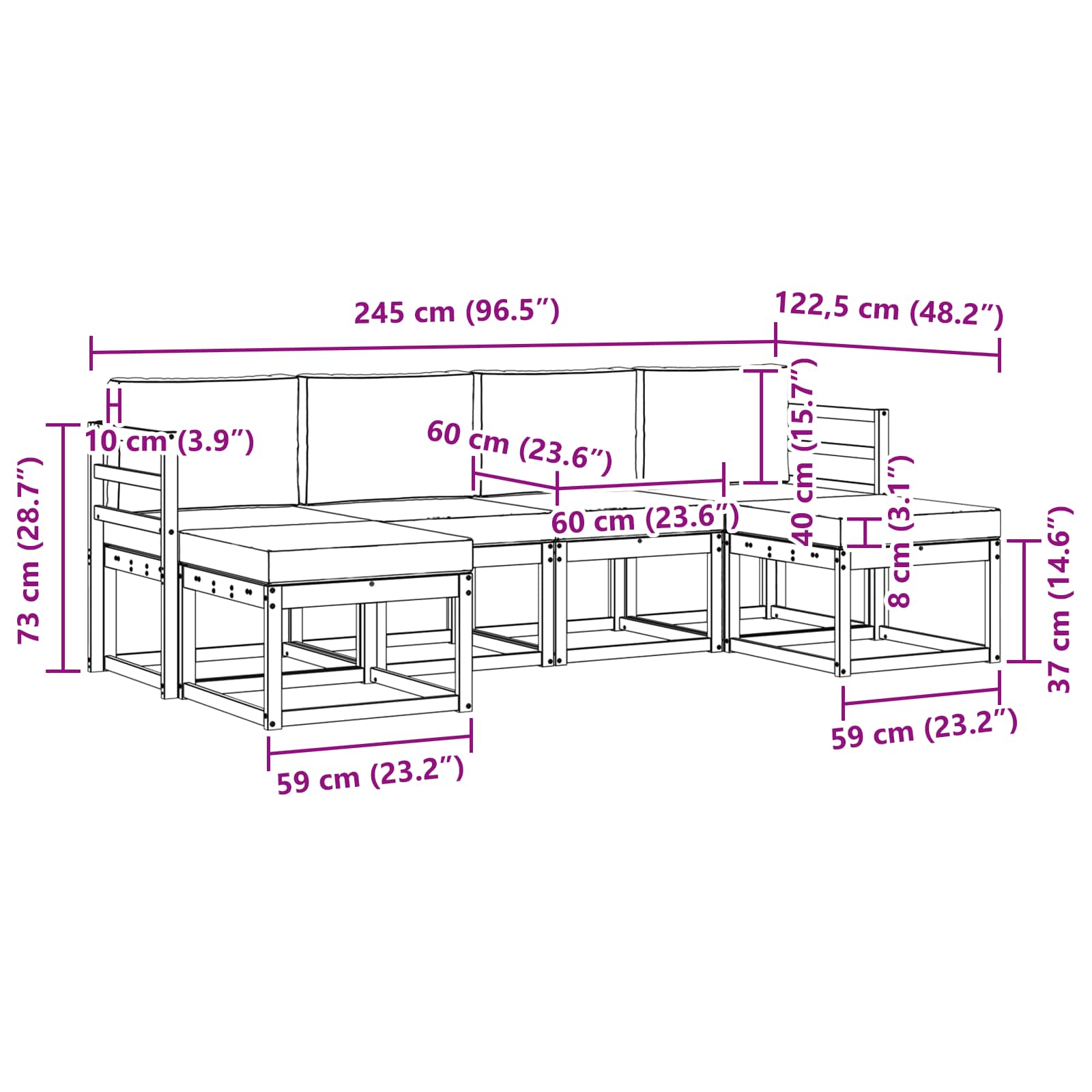 Set vanjskih sofa 6 pcs Prirodna i bež Konstruirano drvo