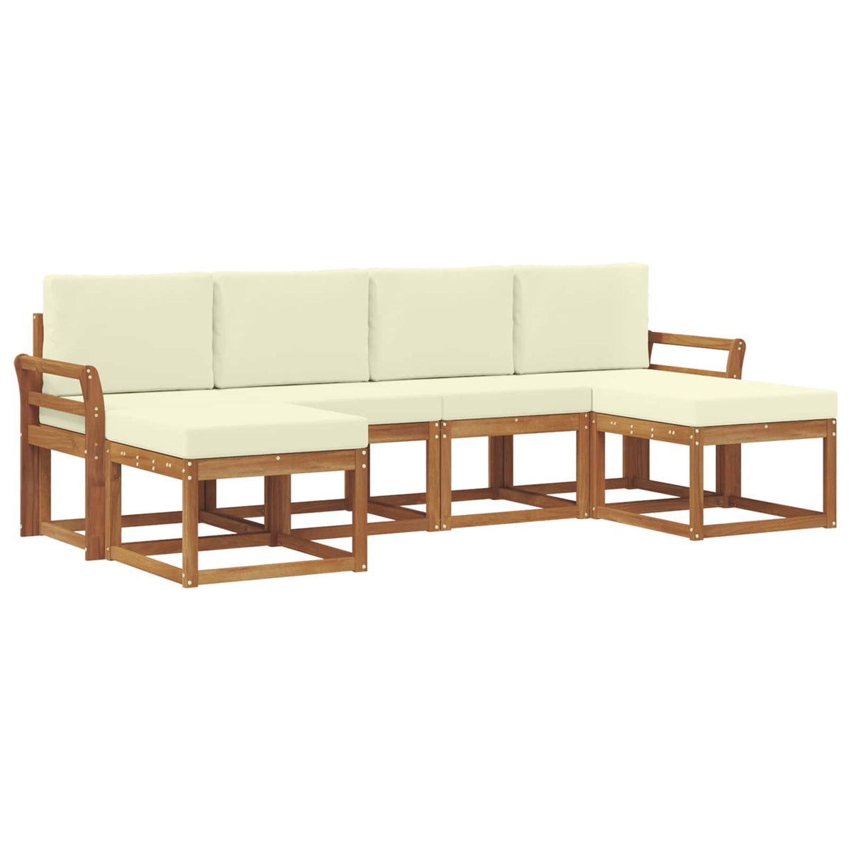 Set vanjskih sofa 6 kom. Prirodna i krem Smeđa 253 x 122,5 x 73 cm