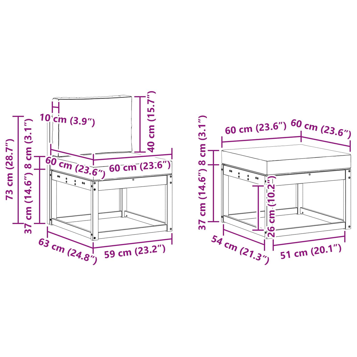 Set vanjskih sofa 6 kom. Prirodna i krem Smeđa 253 x 122,5 x 73 cm
