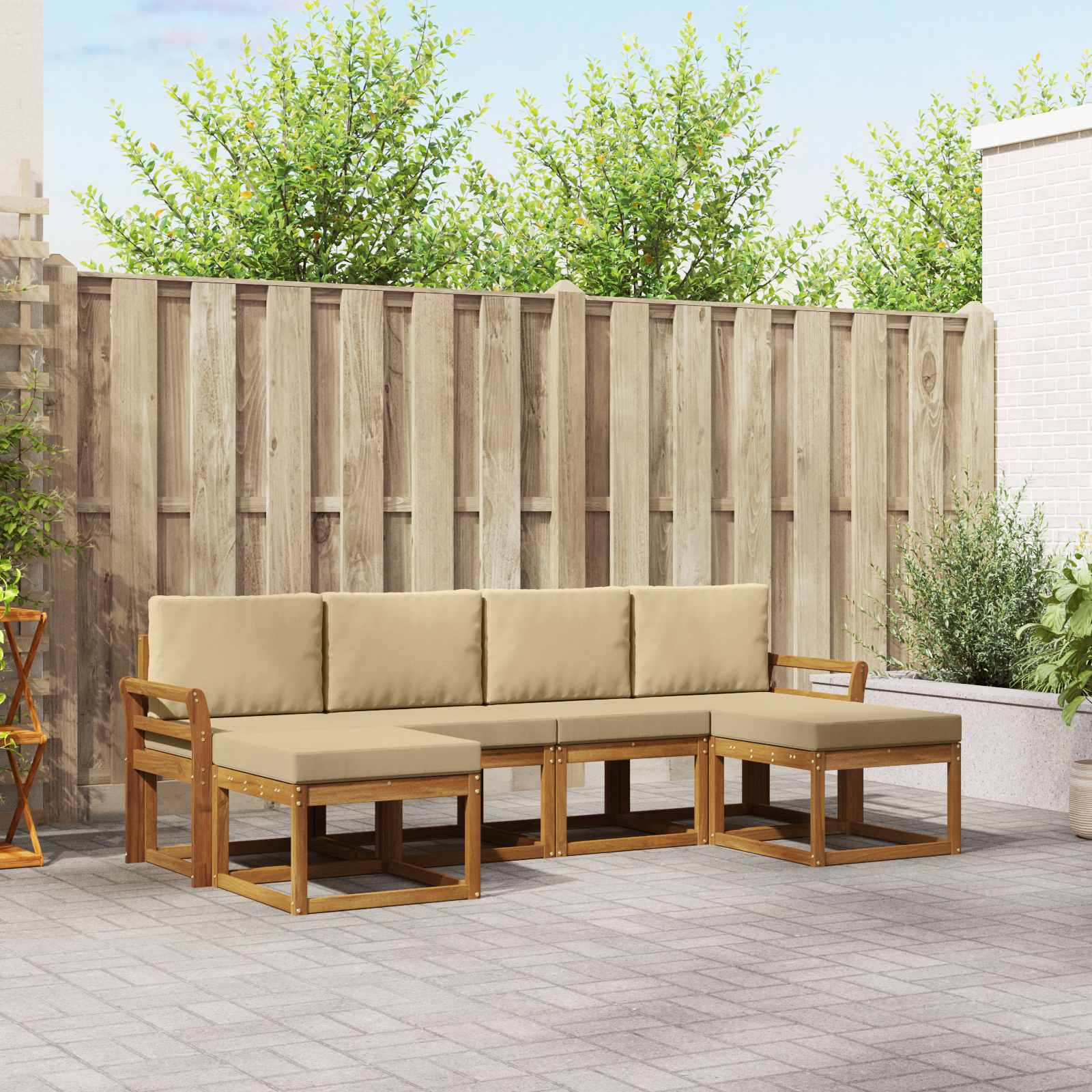 Set vanjskih sofa 6 pcs Prirodna i bež Konstruirano drvo