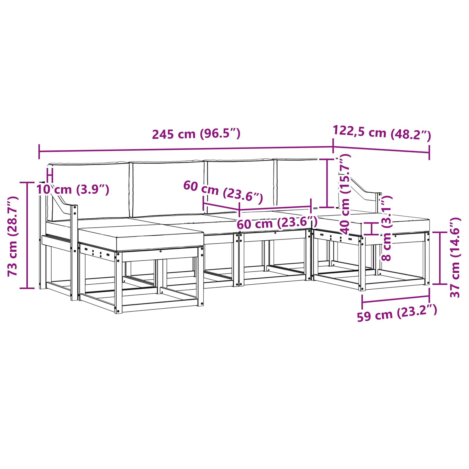 Set vanjskih sofa 6 pcs Prirodna i bež Konstruirano drvo