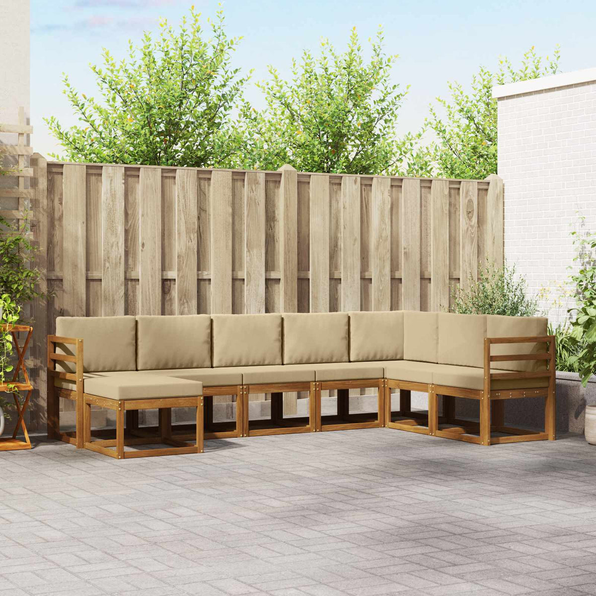 Set vanjskih sofa s jastukom 8 pcs Prirodna i bež