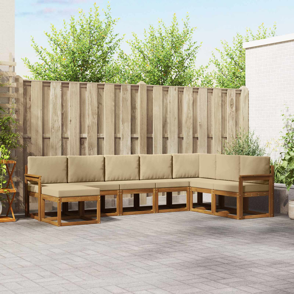 Set vanjskih sofa s jastukom 8 pcs Prirodna i bež