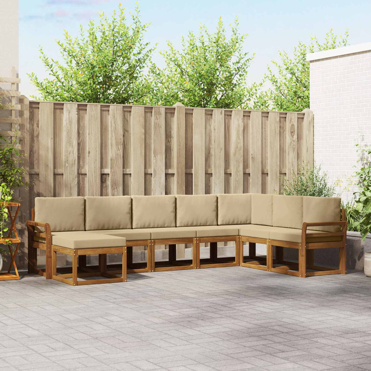 Set vanjskih sofa s jastukom 8 pcs Prirodna i bež