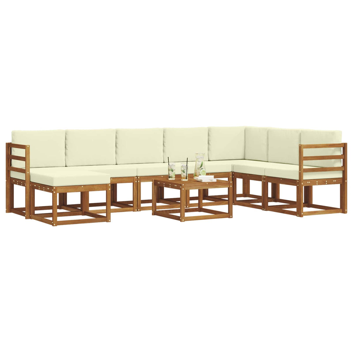 Set vanjskih sofa 9 kom. Prirodna i krem