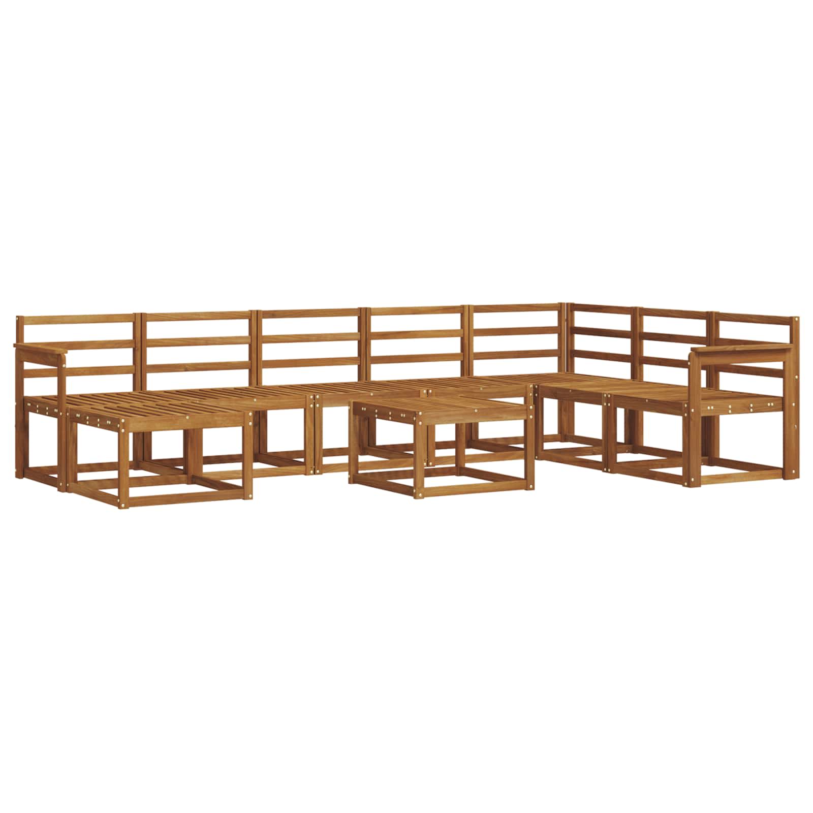 Set vanjskih sofa 9 pcs Prirodna Čvrsto drvo akacije
