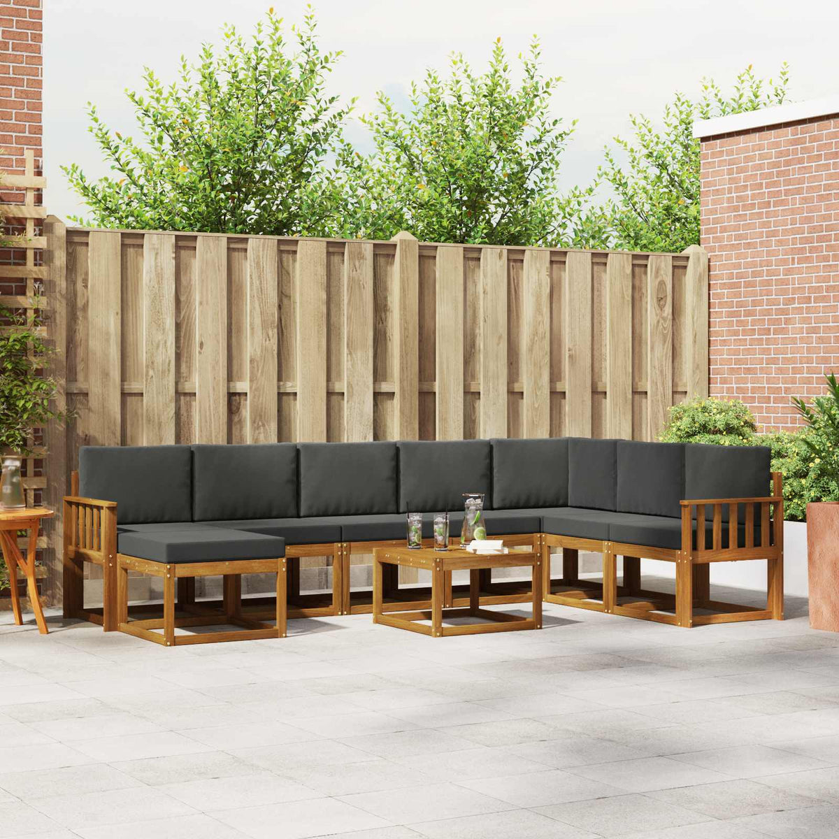 Set vanjskih sofa 9 kom. Prirodna i antracit