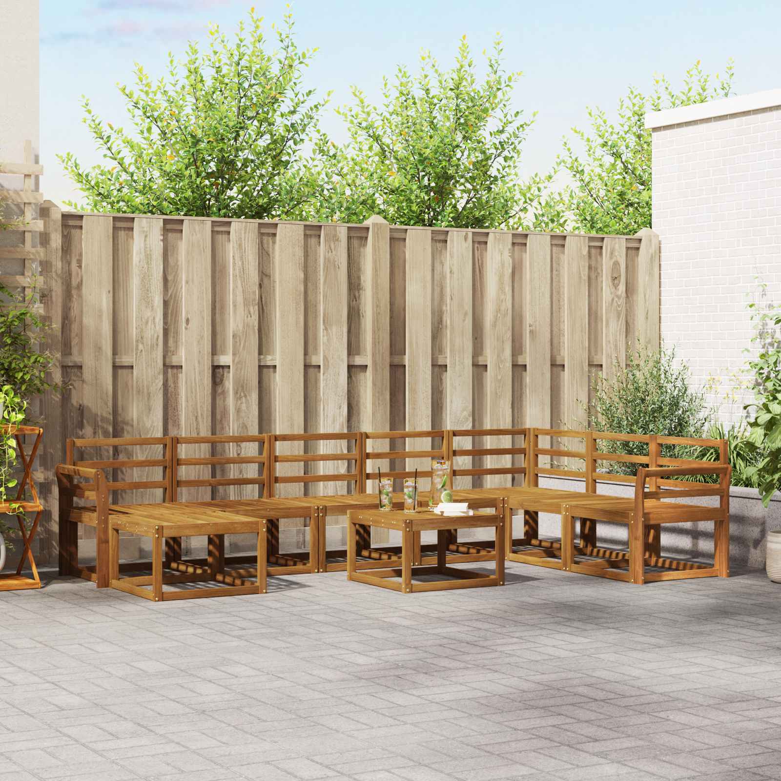 Set vanjskih sofa 9 pcs Prirodna Čvrsto drvo akacije
