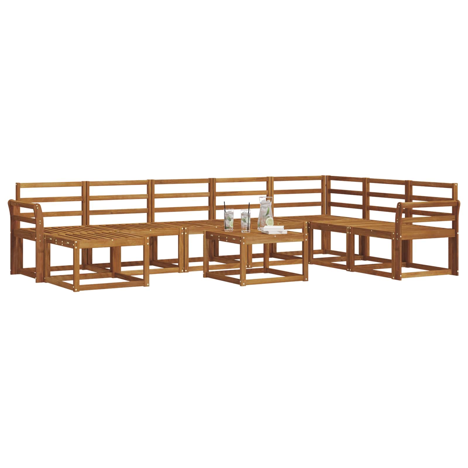 Set vanjskih sofa 9 pcs Prirodna Čvrsto drvo akacije