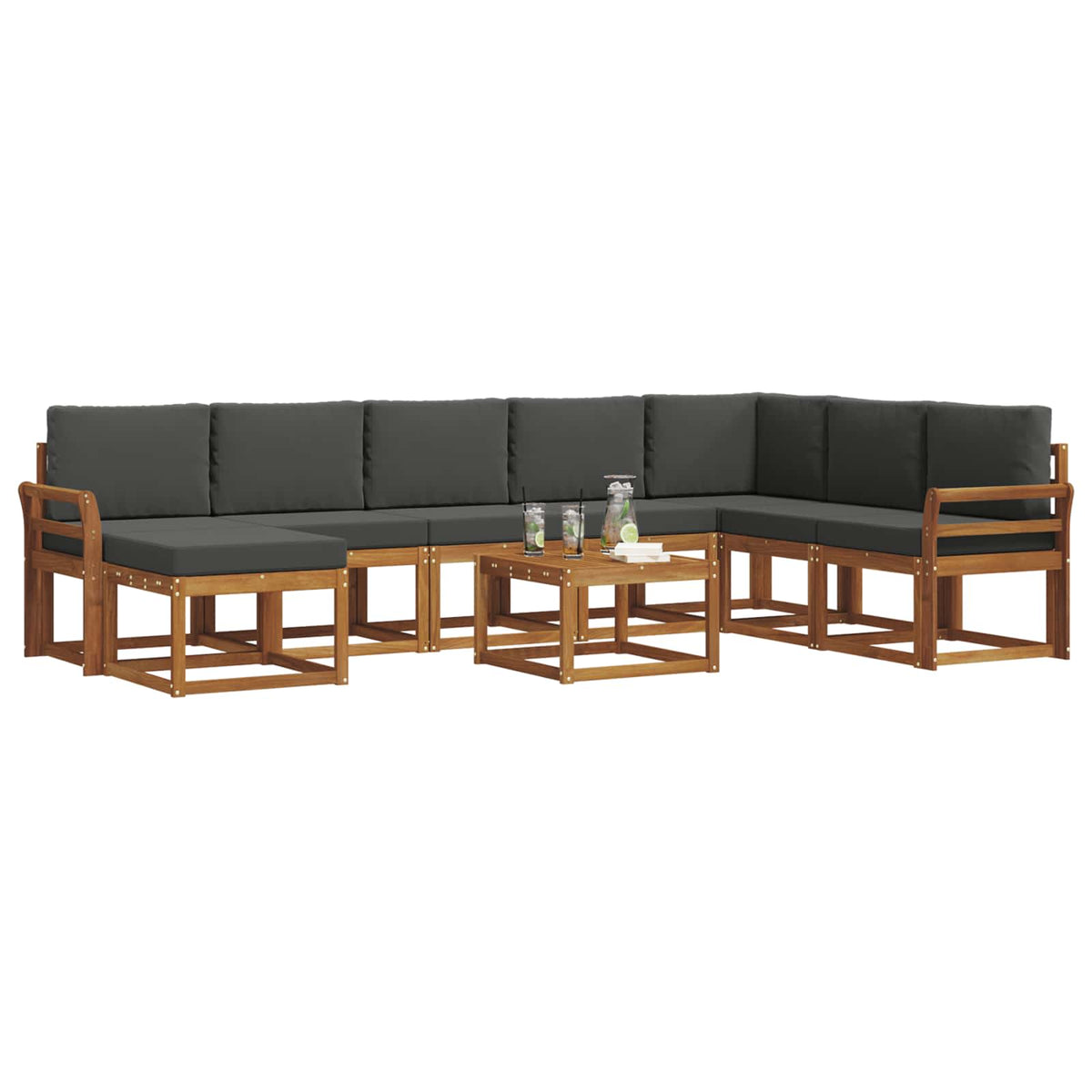Set vanjskih sofa 9 kom. Prirodna i antracit
