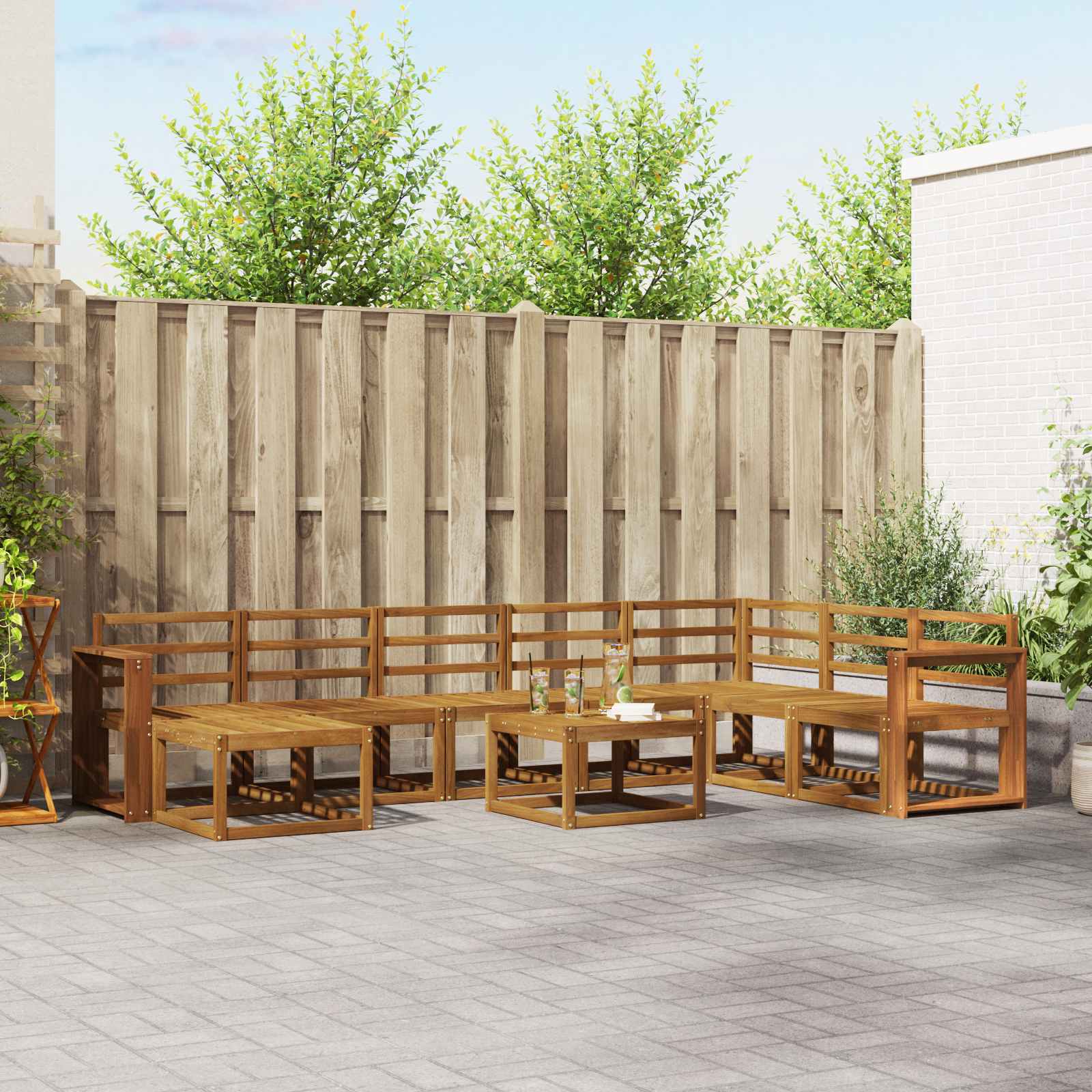 Set vanjskih sofa 9 pcs Prirodna Čvrsto drvo akacije