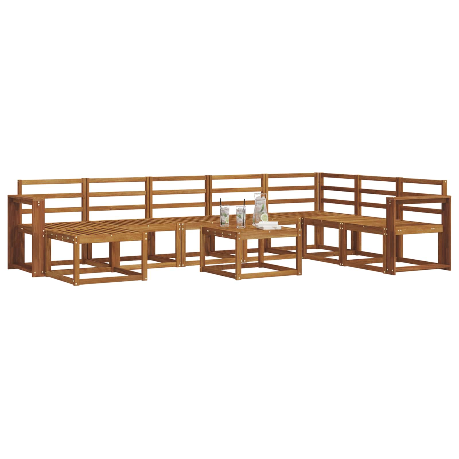 Set vanjskih sofa 9 pcs Prirodna Čvrsto drvo akacije