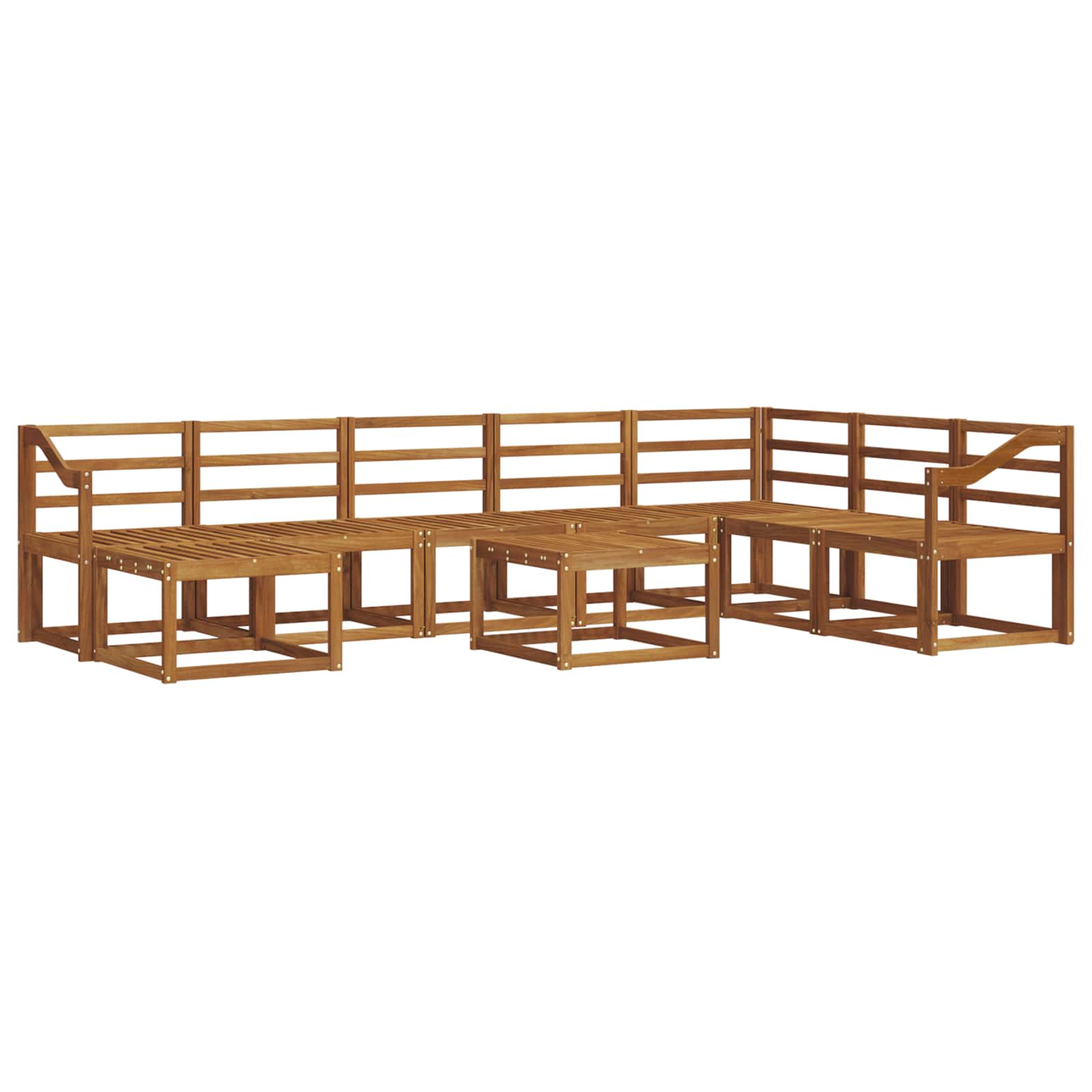 Set vanjskih sofa 9 pcs Prirodna Čvrsto drvo akacije