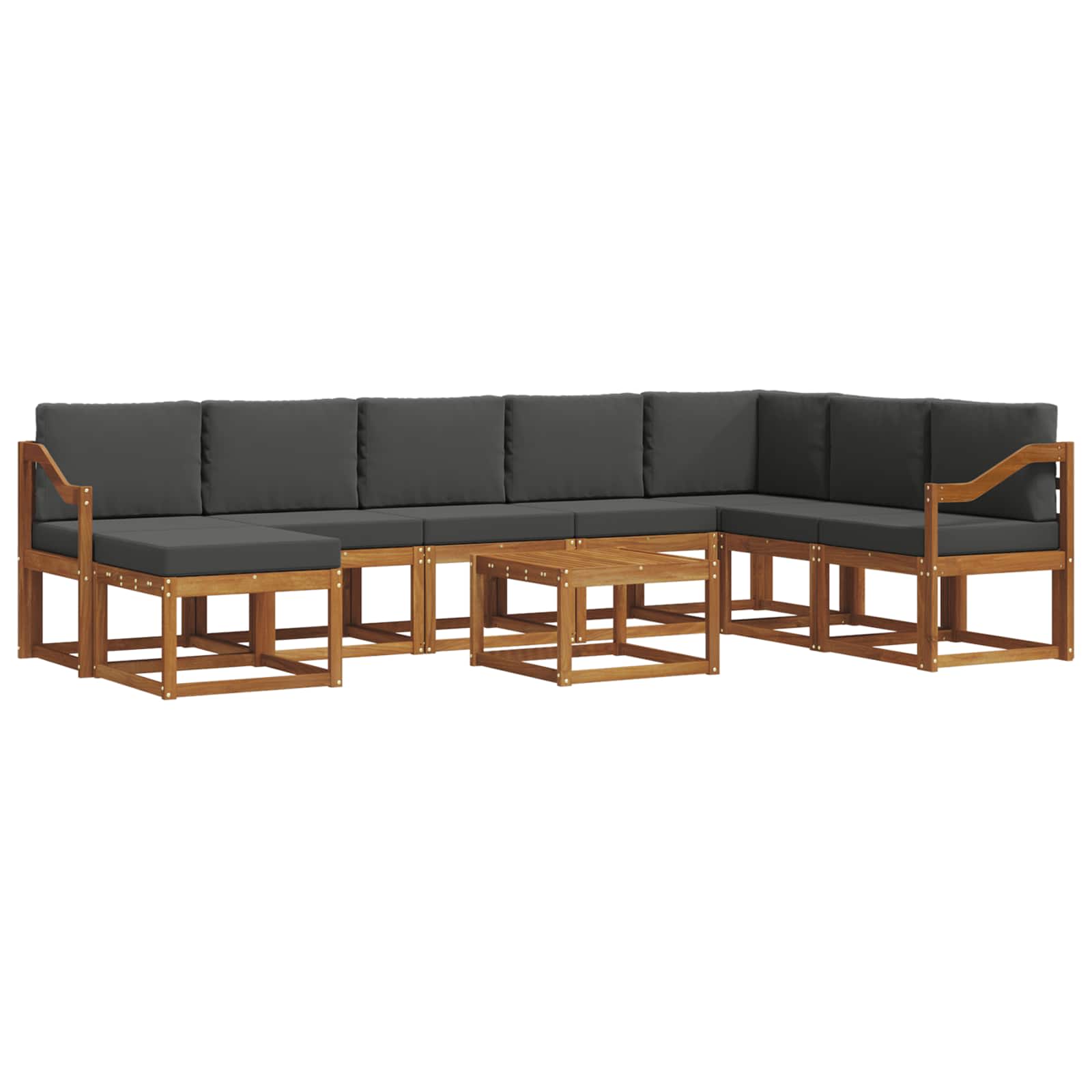 Set vanjskih sofa s jastukom 9 pcs Prirodna i antracit