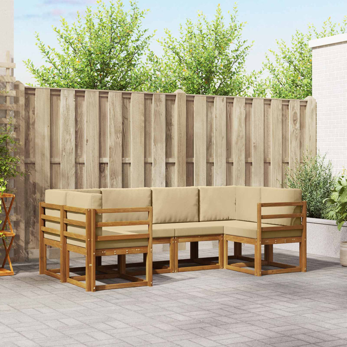 Set vanjskih sofa 6 kom. Prirodna i bež