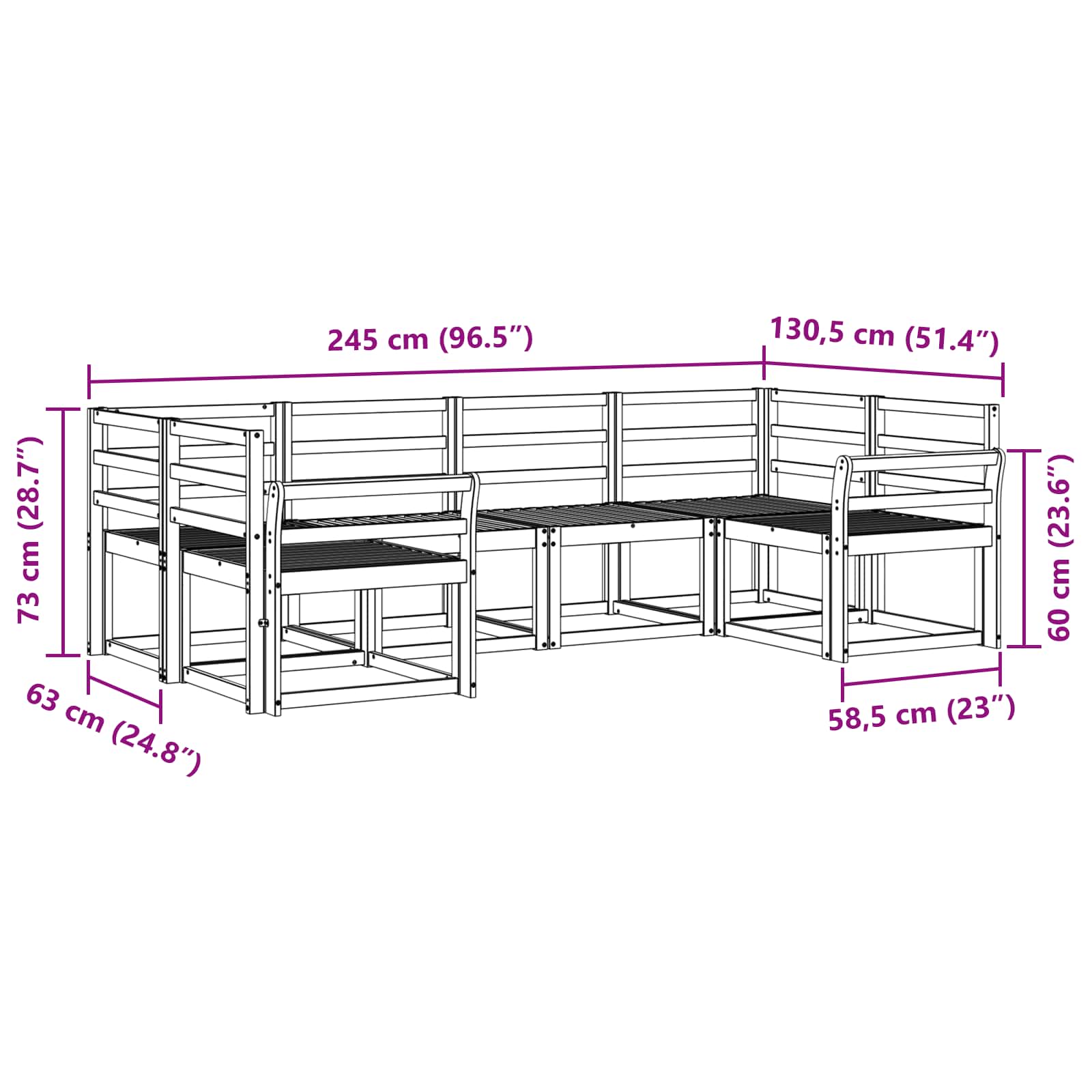 Set vanjskih sofa 6 pcs Prirodna Čvrsto drvo akacije
