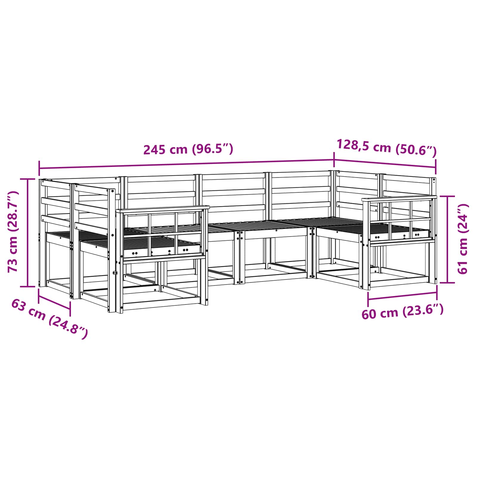 Set vanjskih sofa 6 pcs Prirodna Čvrsto drvo akacije