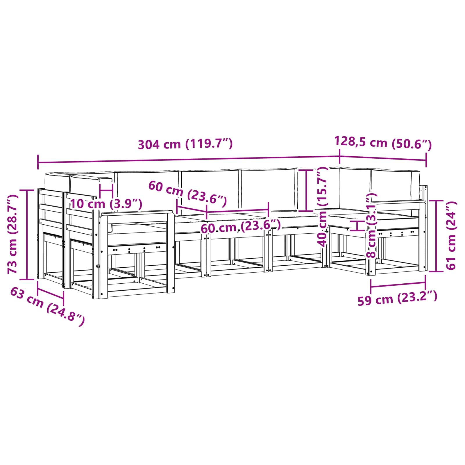 Set vanjskih sofa 7 kom. Prirodna i svjetlosiva