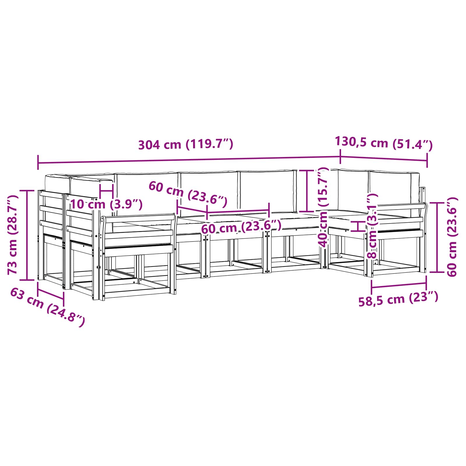 Set vanjskih sofa 7 kom. Prirodna i svjetlosiva